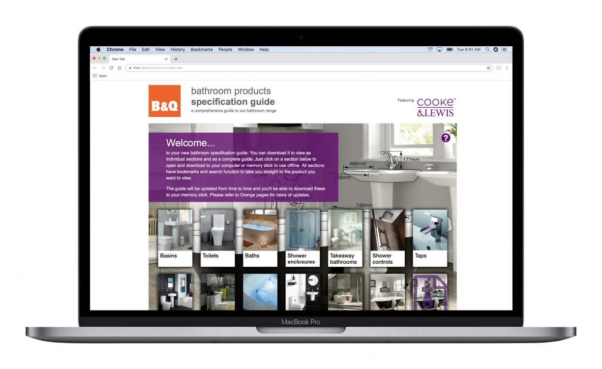 B&Q Bathroom Products Specification Guide website