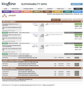 Kingfisher Sustainability Reporting tool questionnaire example