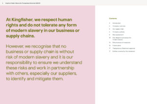 Kingfisher Modern Slavery Act Statement 2021, introduction.