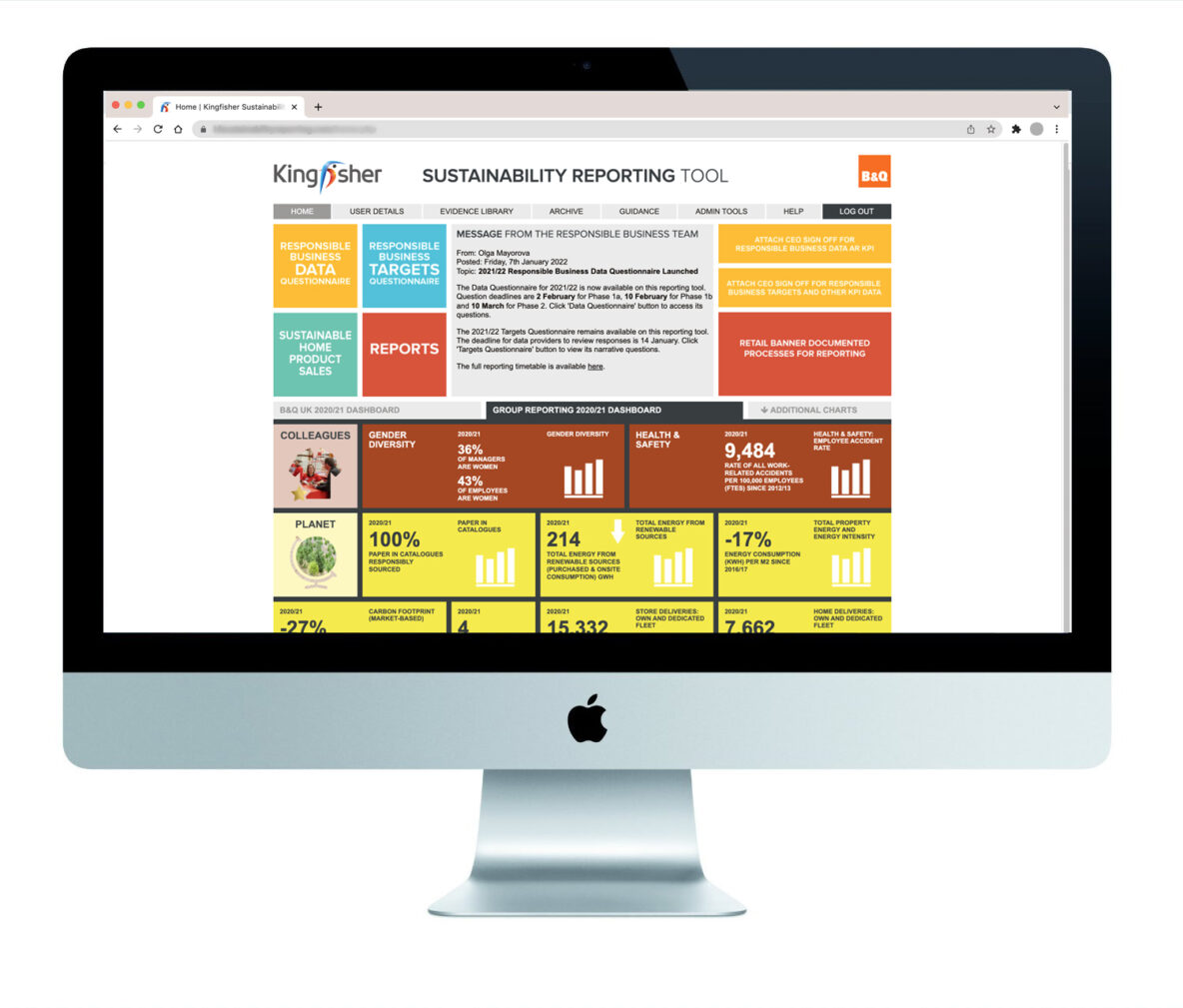 Kingfisher Sustainability Reporting Tool