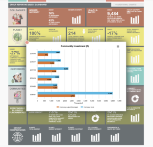 Kingfisher Sustainability Reporting tool dashboard bar chart
