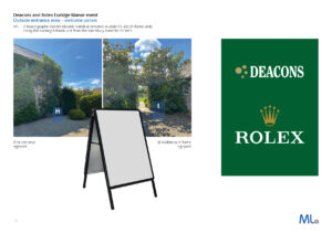Rolex Deacons event 2022 signpost display